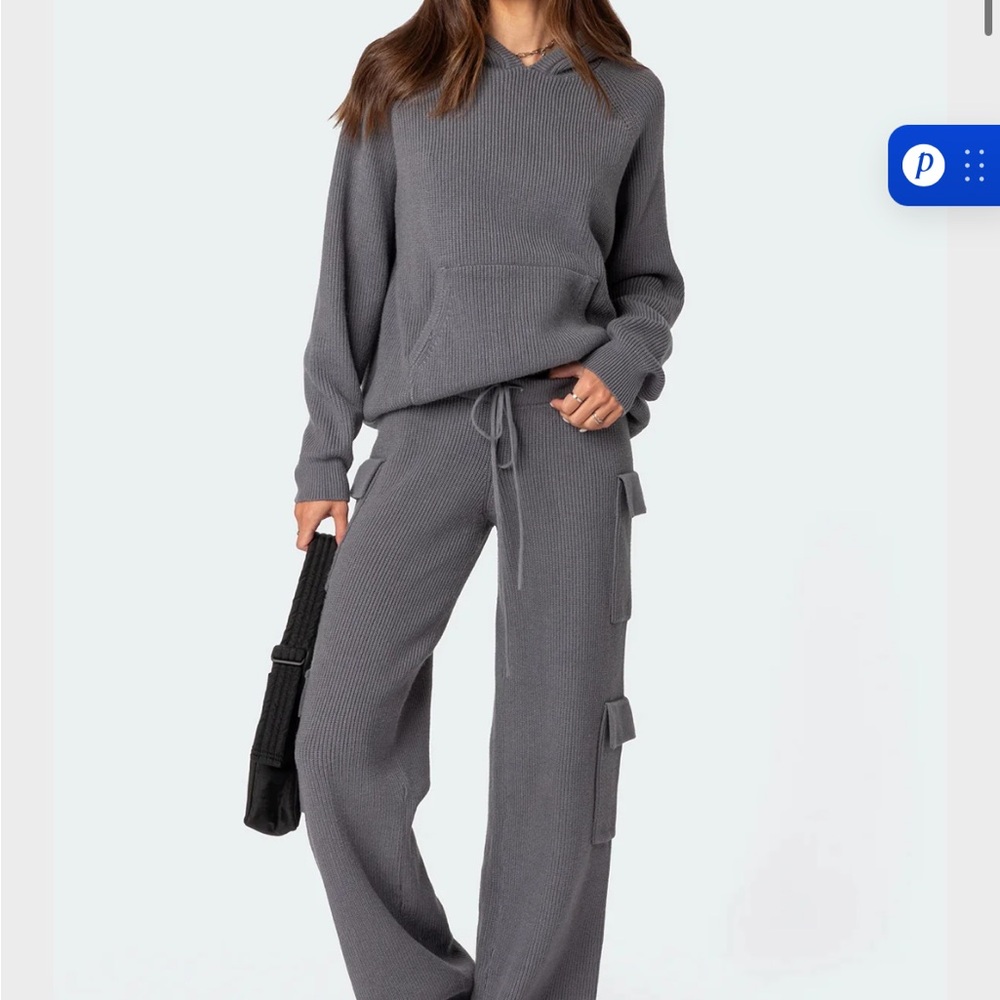 Edikted Gray Women's Sweater and Wide Leg Pants Set